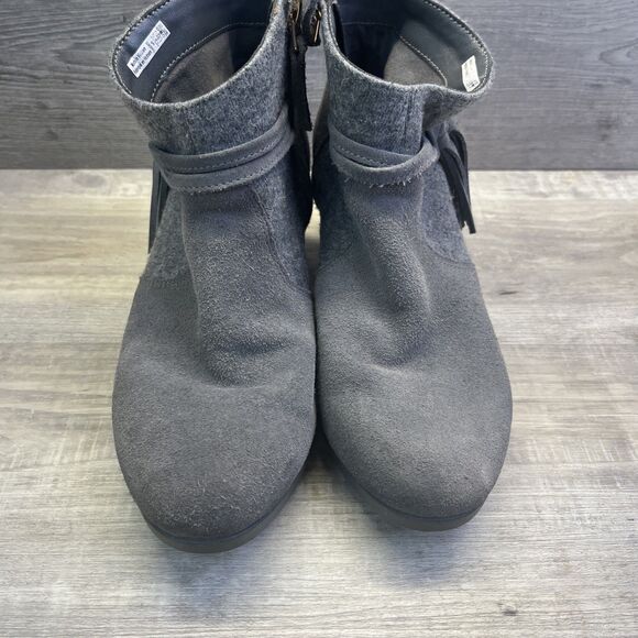 Crocs Womens Size 8 Gray Leather Wedge Zip Ankle Booties 204676 Dual Comfort - Picture 2 of 12